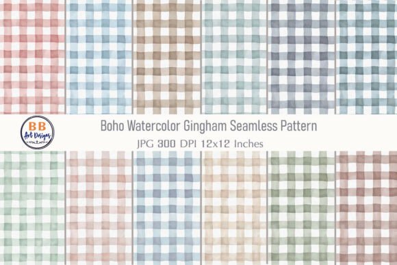 Download Boho Watercolor Gingham Pattern Paper - Gingham Collection