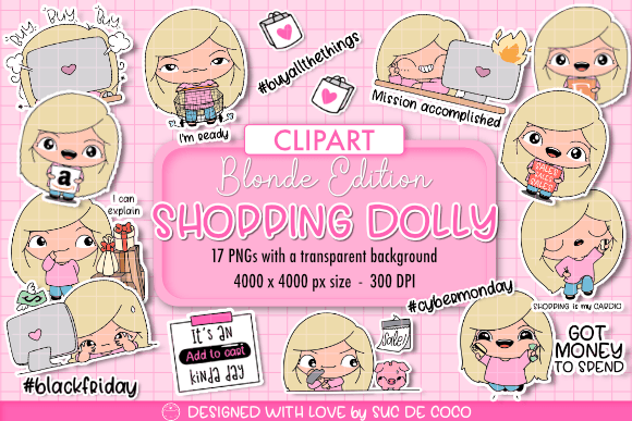Download SHOPPING DOLLY SALES CLIPART - BLONDE - Dolly Collection