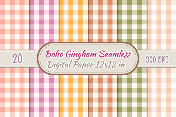 Download 20 Boho Gingham Seamless Patterns Png - Premium Resources