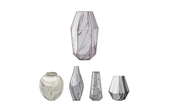 Download Decorative Marble Material Vases Vector - Decorative marble Collection