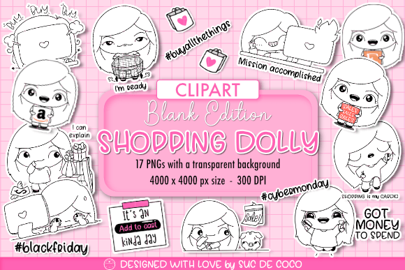 Download SHOPPING DOLLY SALES CLIPART - BLANK - Dolly Collection
